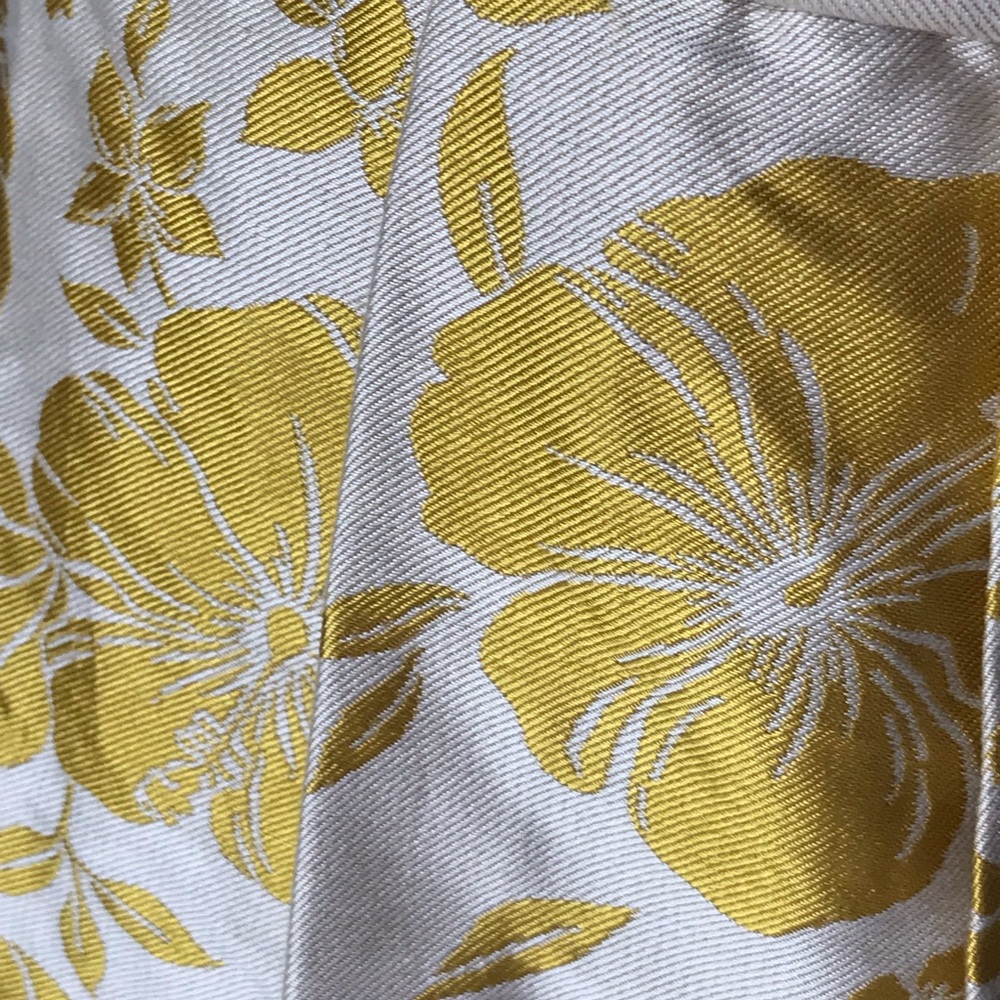 Ann Taylor Gold Floral Cotton Silk Strapless Dress - Picture 3 of 8